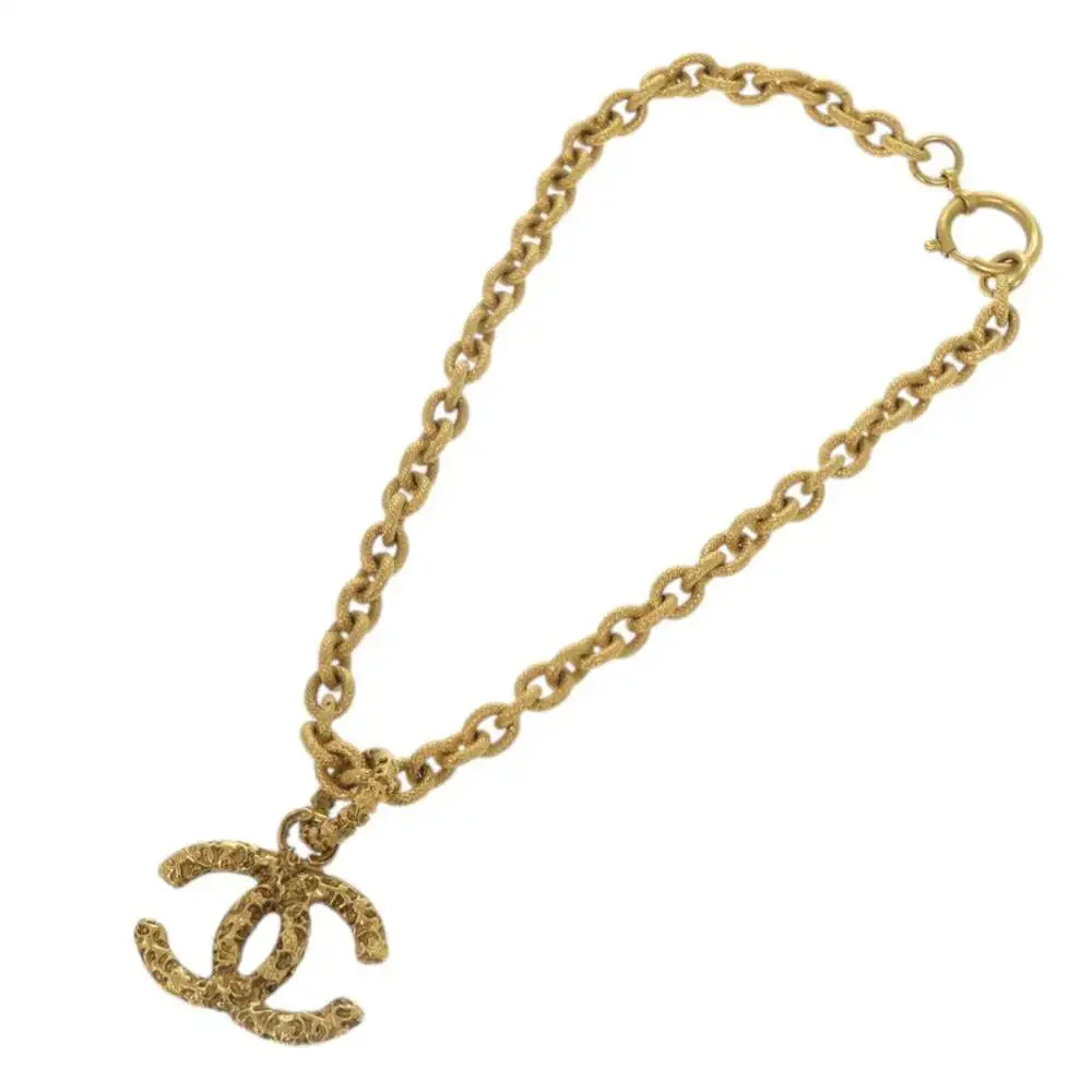 Chanel Cc Logo Pendant Necklace Gold- #256689C15B